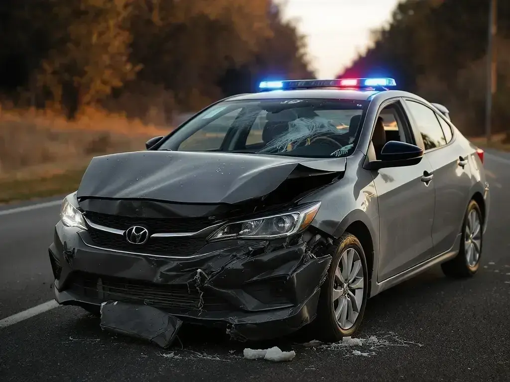 truck accident attorney reviewing wreck evidence in Atlanta with Downtown traffic in background